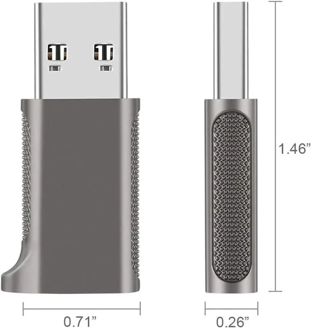 Alt view image 6 of 6 - 1 Pack USB 3.2 Gen2 USB-C Female to USB-A Male Adapter, Double-Sided Plug 10Gbps Converter for Fast Charging, Data Sync & USB-C Headset Audio