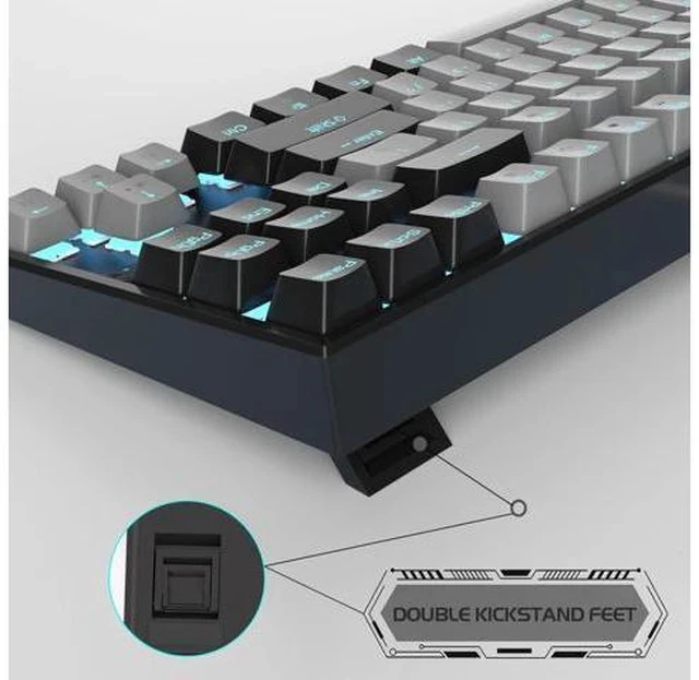 Alt view image 3 of 6 - MageGee 75% Mechanical Gaming Keyboard, Blue Switch, LED Backlit, 87 Keys Compact TKL Wired Computer Keyboards for Windows Laptop PC Gamer - Grey/Black
