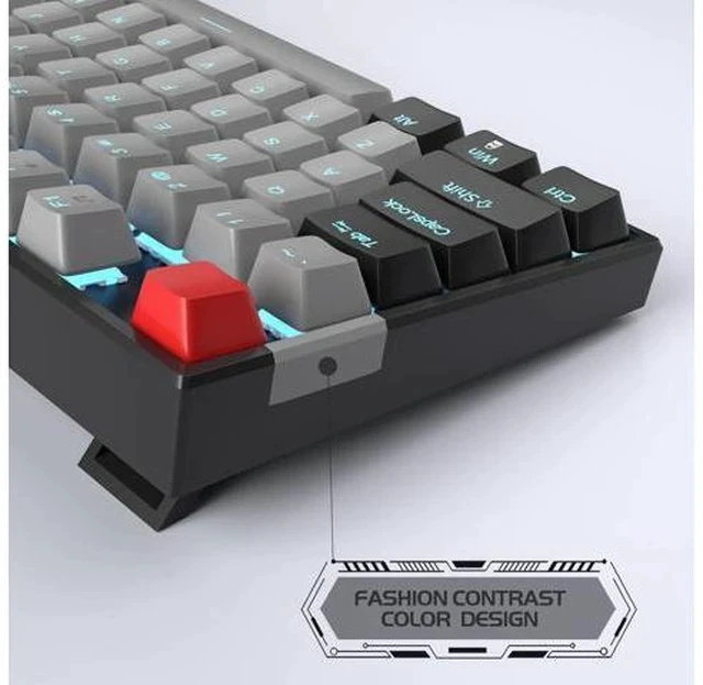 Alt view image 5 of 6 - MageGee 75% Mechanical Gaming Keyboard, Blue Switch, LED Backlit, 87 Keys Compact TKL Wired Computer Keyboards for Windows Laptop PC Gamer - Grey/Black