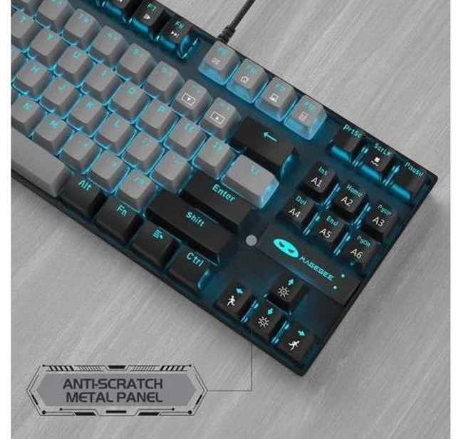 Alt view image 6 of 6 - MageGee 75% Mechanical Gaming Keyboard, Blue Switch, LED Backlit, 87 Keys Compact TKL Wired Computer Keyboards for Windows Laptop PC Gamer - Grey/Black