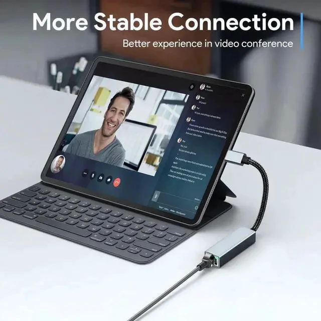 Alt view image 7 of 7 - Driver-Free USB-C to Gigabit Ethernet Adapter, Thunderbolt 3 & Thunderbolt 4 Compatible RJ45 LAN Network Dongle, Fit MacBook Pro 2018/2019/2020, iPad Pro, Dell XPS, Microsoft Surface
