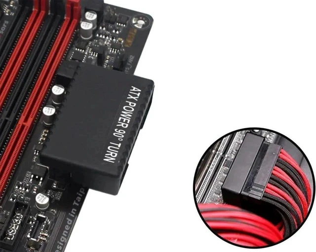 Alt view image 3 of 6 - 90 Degree Right Angle ATX 24Pin Male to Female Power Adapter for Desktop Motherboard