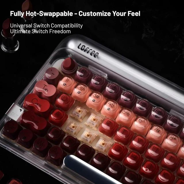Alt view image 2 of 6 - DOT Lipstick Elegant 84 Keys Mechanical Keyboard, White Backlit Hot-Swappable Rechargeable Wireless Keyboard with Gasket Design, 3 Modes Connection for Windows, macOS/GATERON Linear Switches