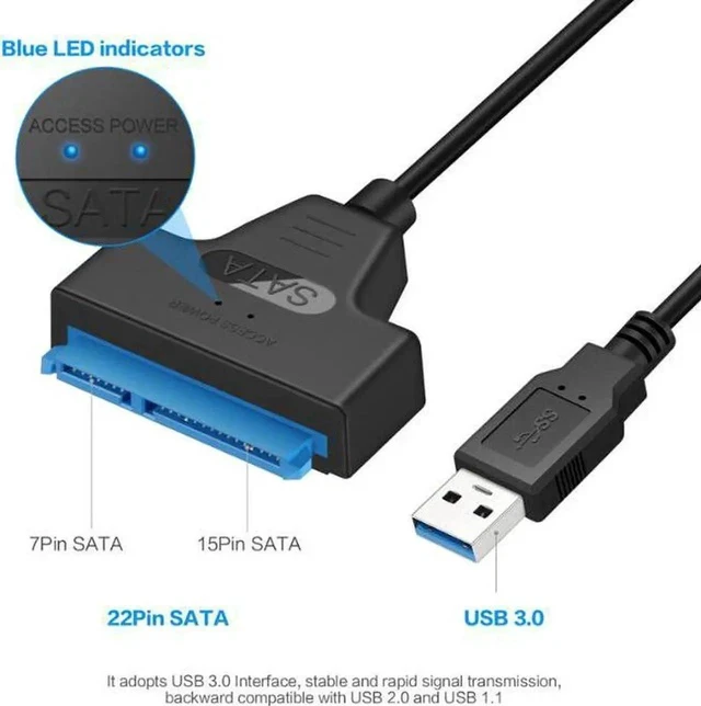 Alt view image 7 of 7 - SATA III to USB 3.0 Adapter Cable, High Speed SATA Hard Drive Converter for 2.5 Inch SATA HDD & SSD, UASP Protocol Supported External Storage Connector