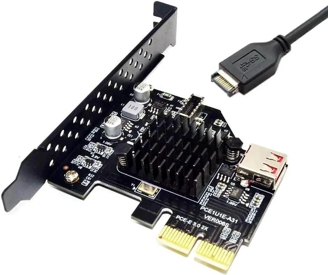 Alt view image 3 of 6 - USB 3.2 Gen2 PCIe Expansion Card, Internal 20Pin Type-E A-Key Header for Front Panel USB-C, 10Gbps PCI Express Card with USB2.0 Type-A Female & Full Height Bracket