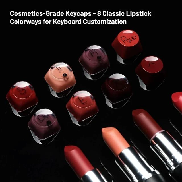 Alt view image 4 of 6 - DOT Lipstick Elegant 84 Keys Mechanical Keyboard, White Backlit Hot-Swappable Rechargeable Wireless Keyboard with Gasket Design, 3 Modes Connection for Windows, macOS/GATERON Linear Switches