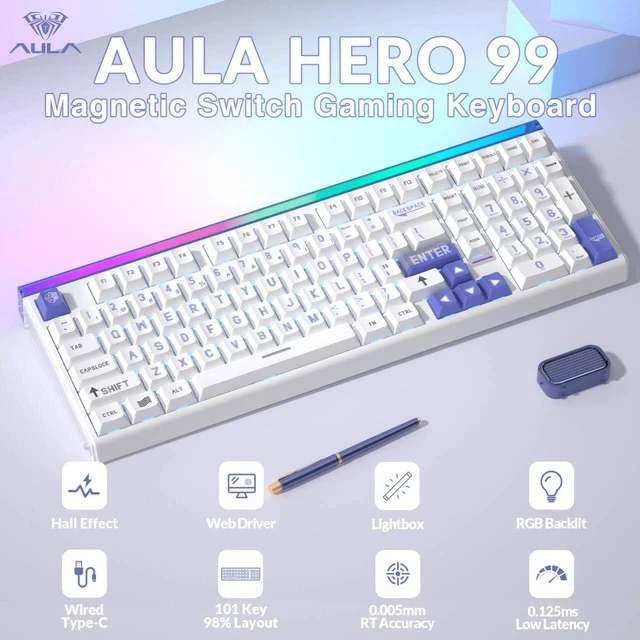 Alt view image 2 of 6 - Aula Hall Effect Keyboard and Headset Combo, Aula Hero99 Hall Effect Keyboard G7 Wireless Headset