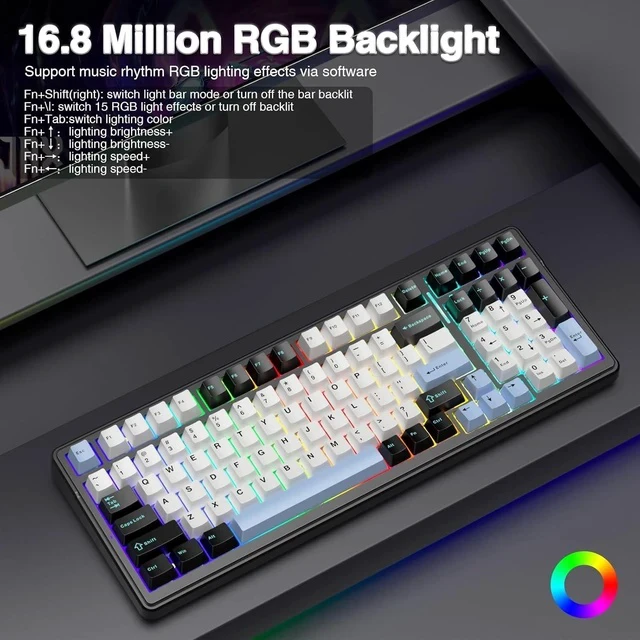 Alt view image 6 of 7 - Eyesoul F99 Wireless Mechanical Keyboard,Tri-Mode BT5.0/2.4GHz/USB-C Hot Swappable Custom Keyboard,Pre-lubed Linear Switches,RGB Backlit Gaming Keyboards for PC/Tablet/Xbox/PS4/PS5