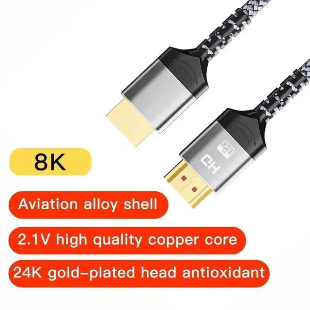 Alt view image 7 of 7 - 5FT Certified Ultra High Speed HDMI 2.1 Cable, Nylon Braided HDMI to HDMI Cord with Aluminum Alloy Shell, 48Gbps Bandwidth Supports 8K@60Hz & 4K@240Hz