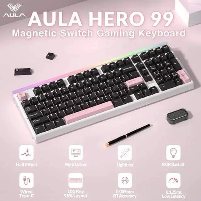 Alt view image 2 of 6 - Aula Hall Effect Keyboard and Headset Combo, Aula Hero99 Hall Effect Keyboard G7 Wireless Headset