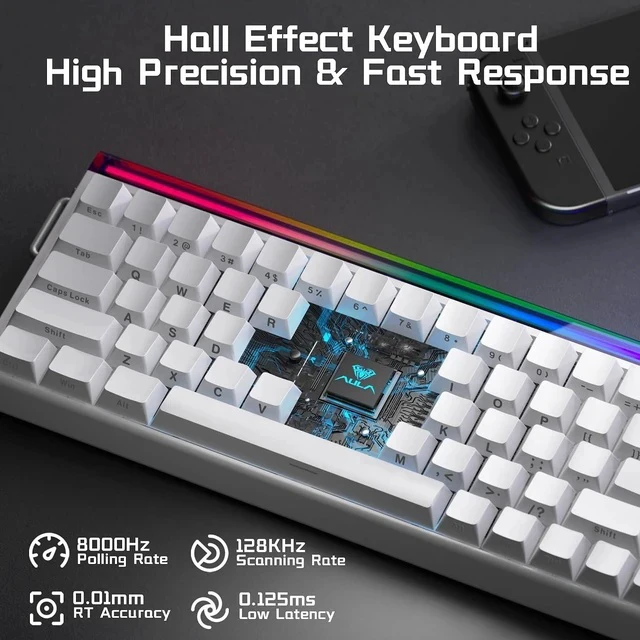 Alt view image 3 of 6 - Aula Hall Effect Keyboard and Headset Combo, Aula Hero 68 HE Hall Effect Keyboard G7 Wireless Headset