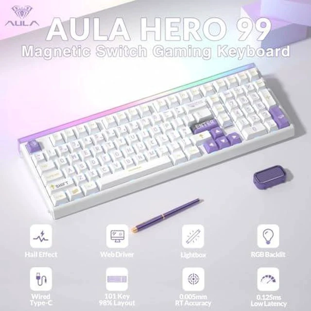 Alt view image 2 of 6 - Aula Hall Effect Keyboard and Headset Combo, Aula Hero99 Hall Effect Keyboard G7 Wireless Headset