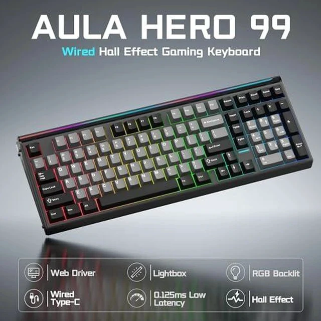 Alt view image 3 of 7 - Aula Hall Effect Keyboard and Headset Combo, Aula Hero99 Hall Effect Keyboard G7 Wireless Headset