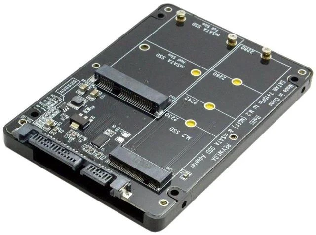 Main image of 2 in 1 Combo Enclosure, M.2 NGFF B-key & mSATA SSD to SATA 3.0 6Gbps Adapter Converter Case for PC Laptop Storage Upgrade