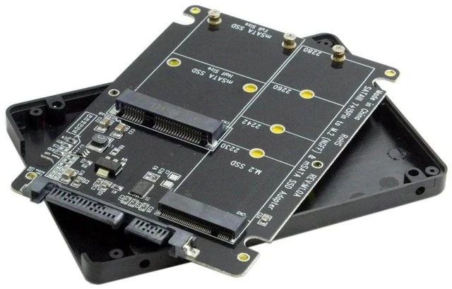 Alt view image 2 of 6 - 2 in 1 Combo Enclosure, M.2 NGFF B-key & mSATA SSD to SATA 3.0 6Gbps Adapter Converter Case for PC Laptop Storage Upgrade