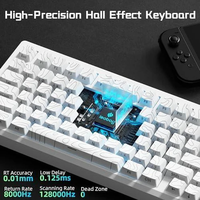 Alt view image 5 of 7 - LEOBOG Tri-Mode Hall Effect Keyboard and Headset Combo, LEOBOG A80 RT Ultra HE Tri-Mode Hall Effect Keyboard G7 Wireless Headset