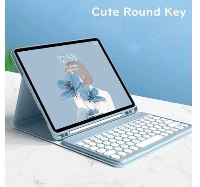 Alt view image 5 of 5 - HENGHUI iPad Air 5 2022 / Air 4 2020 Keyboard Case Cute Round Key Color Keyboard Wireless Detachable BT Keyboard Cover with Pencil Holder for iPad Air 5th 4th Generation 10.9 inch (Black)