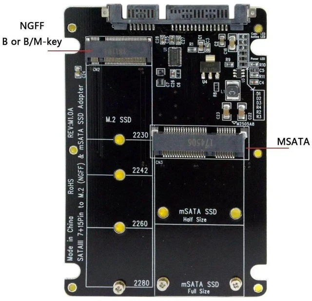 Alt view image 5 of 6 - 2 in 1 Combo Enclosure, M.2 NGFF B-key & mSATA SSD to SATA 3.0 6Gbps Adapter Converter Case for PC Laptop Storage Upgrade