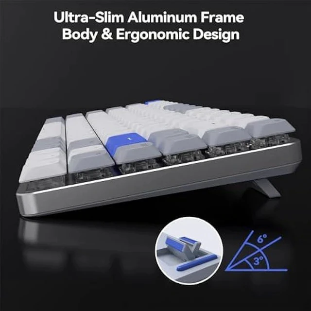 Alt view image 5 of 5 - AUSDOM Wireless Bluetooth 75% Mechanical Keyboard: Compact Multi-Device Rechargeable Backlit Gaming Keyboard with 84-Key Layout, Low Profile Brown Switches for Windows/Mac/PC/Laptop