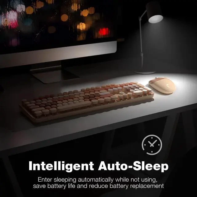 Alt view image 3 of 5 - Wireless Keyboard and Mouse Combo - GEEZER Coffee Full-Sized Colorful Keyboard 104 Keys - USB 2.4 G Receiver Plug and Play with Round Keycap Typewriter Keyboards, for Windows, PC, Laptop, Desktop