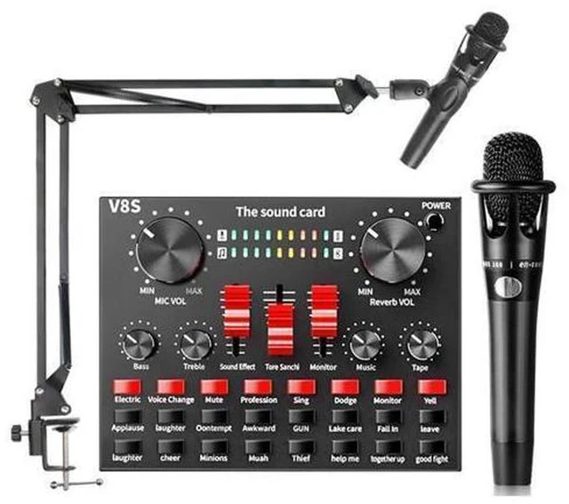 Alt view image 2 of 7 - Sound Card Voice Changer o DJ Mixer for Phone Computer Game iPad Karaoke Broadcast Recording Mic Sound Card Set