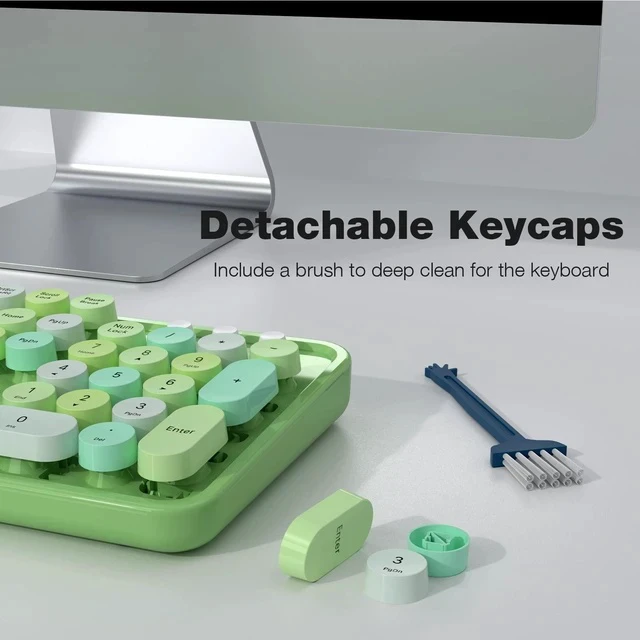 Alt view image 3 of 5 - Wireless Keyboard and Mouse Combo - GEEZER Olive Green Full-Sized Colorful Keyboard 104 Keys - USB 2.4 G Receiver Plug and Play with Round Keycap Typewriter Keyboards, for Windows, PC, Laptop, Desktop