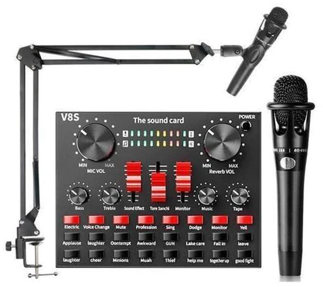 Alt view image 7 of 7 - Sound Card Voice Changer o DJ Mixer for Phone Computer Game iPad Karaoke Broadcast Recording Mic Sound Card Set
