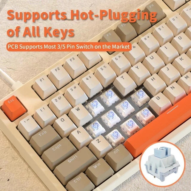Alt view image 3 of 5 - AK35I V3 104-Key Full Size Wired Gasket Mount Gaming Keyboard with Multimedia Buttons & Knob Control | Five Layer Pad | OEM Profile PBT Keycaps | White Backlit Custom Keyboard