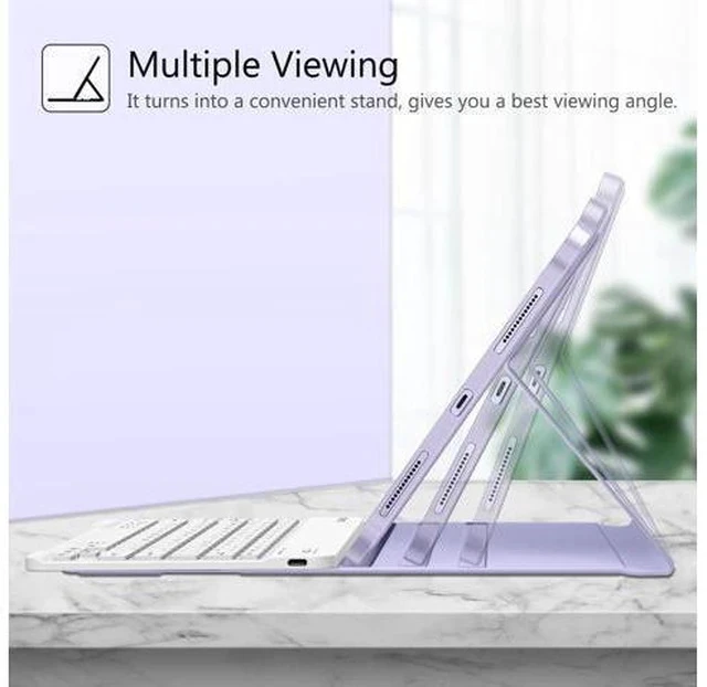 Alt view image 4 of 5 - Fintie Keyboard Case for iPad Air 11-inch M2 (2024), iPad Air 5th Generation (2022) / iPad Air 4th Gen 10.9" - Soft TPU Back Cover w/Magnetically Detachable Bluetooth Keyboard, Backlight/Purple