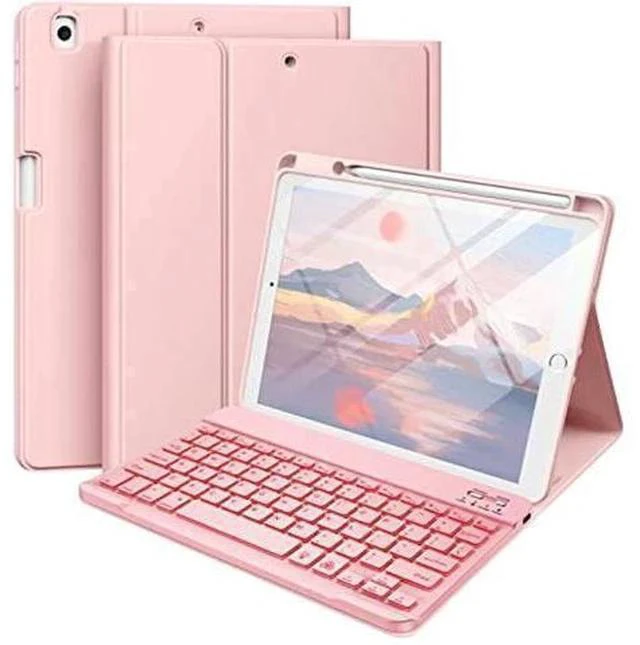 Main image of Hamile Keyboard Case for iPad 9th Generation /8th Gen/7th Gen 10.2 Inch - Backlit Detachable Wireless Stand Folio Keyboard Cover with Pencil Holder for iPad Pro 10.5" / iPad Air 3rd Gen (Pink)