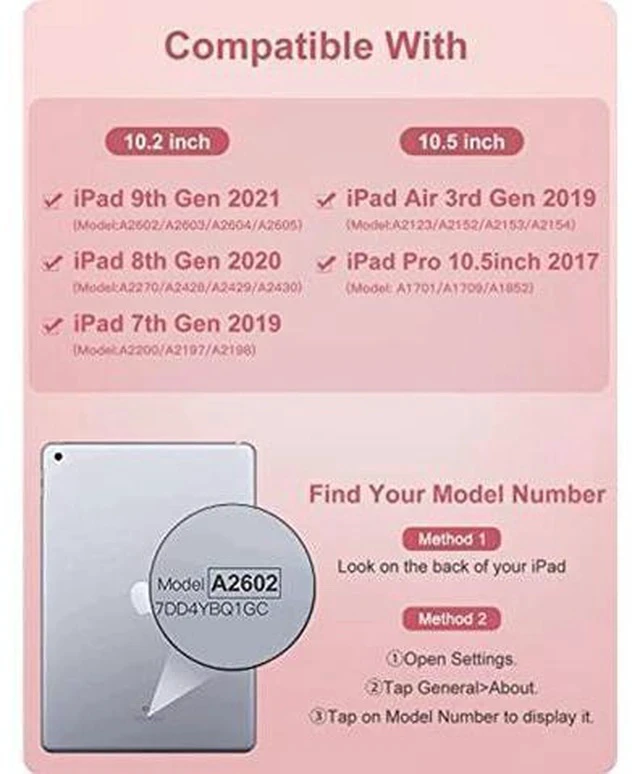 Alt view image 2 of 5 - Hamile Keyboard Case for iPad 9th Generation /8th Gen/7th Gen 10.2 Inch - Backlit Detachable Wireless Stand Folio Keyboard Cover with Pencil Holder for iPad Pro 10.5" / iPad Air 3rd Gen (Pink)