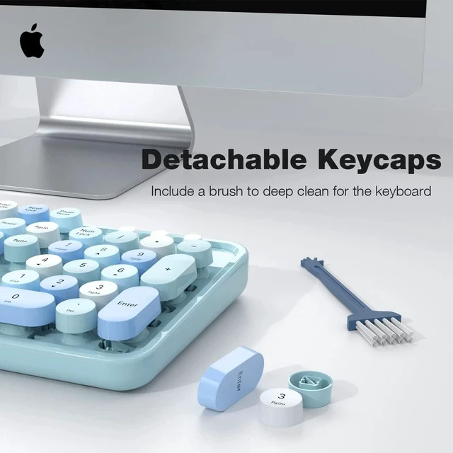 Alt view image 4 of 5 - Wireless Keyboard and Mouse Combo - GEEZER Sky Blue Full-Sized Colorful Keyboard 104 Keys - USB 2.4 G Receiver Plug Play with Round Keycap Typewriter Keyboards, for Windows, PC, Laptop, Desktop