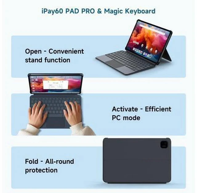 Alt view image 3 of 5 - ALLDOCUBE Keyboard, Keyboard Case with Touchpad iPlay 60 Pad Pro 3-in-1 Tablet - Suspended Case for iPlay 60 Pad Pro, Very Protective But Thin + Convenient Magnetic Stand, Tablet PC CASE