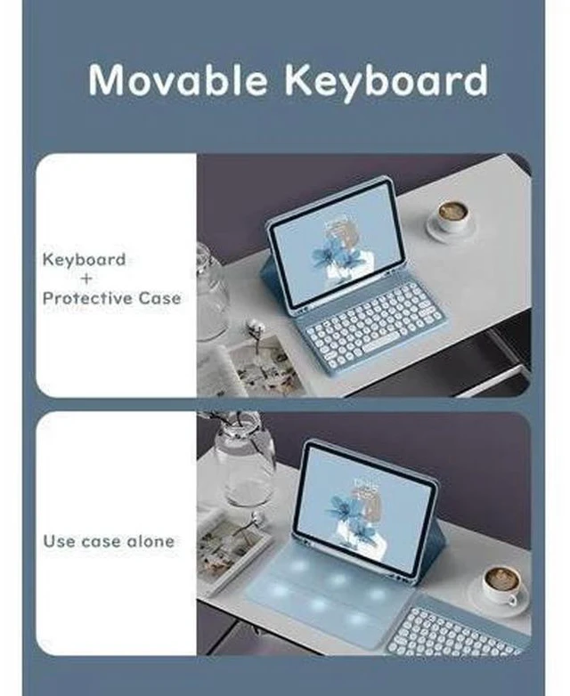Alt view image 3 of 5 - HENGHUI iPad Mini 6th Generation 2021 8.3 inch Keyboard Case Cute Round Key Color Keyboard Wireless Detachable BT Keyboard Cover with Pencil Holder for Mini 6 (Mini6, Pink)
