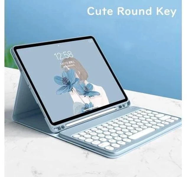 Alt view image 4 of 5 - HENGHUI iPad Mini 6th Generation 2021 8.3 inch Keyboard Case Cute Round Key Color Keyboard Wireless Detachable BT Keyboard Cover with Pencil Holder for Mini 6 (Mini6, Pink)