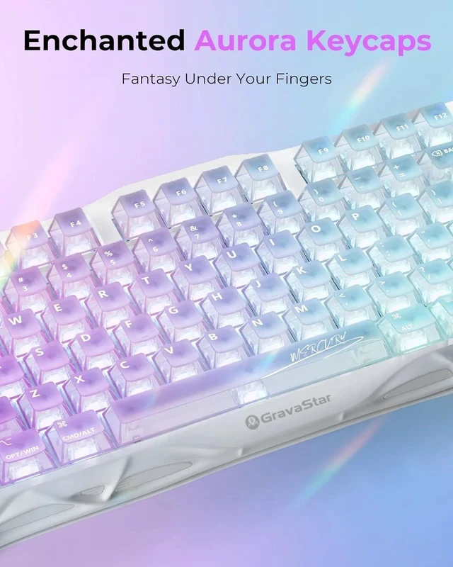 Alt view image 4 of 7 - K1 Lite 75% Gaming Keyboard, 2.4GHz/BT/Wired Tri-Mode Wireless Keyboard, Gasket Hot Swappable Mechanical Keyboard, Pre-lubed Linear Switches, RGB Backlit Crystal Aurora
