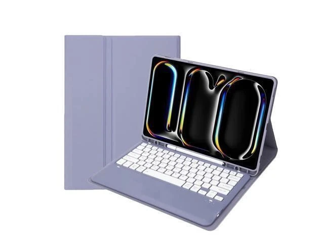 Alt view image 6 of 7 - KcoxdCn New iPad Pro 13 Inch 2024 Keyboard Case for iPad Pro 13 Inch Keyboard Case 2024 Model 7th Generation with Pencil Holder Mutil Angles Stand Cover Detachable Wireless Keyboard (Violet)