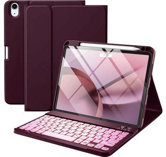 Main image of For iPad Air 11 M2 & iPad Air 5th 4th Generation Case with Keyboard - Folio Keyboard Cover with Pencil Holder for iPad Air 11-inch 2024, iPad Air 5 2022/ iPad Air 4 2020 (Mulberry)