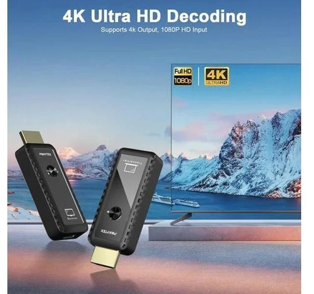 Alt view image 3 of 7 - Wireless HDMI Transmitter and Receiver with Adapter 4K Wireless HDMI Extender 1080P HDMI Wireless Kit Plug & Play Support 2.4/5GHz for Streaming Video and Audio to Monitor from Laptop/Pc/Tv Box