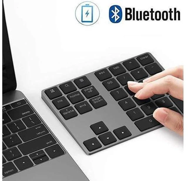 Main image of Bluetooth Number Pad Aluminum Rechargeable Wireless Numeric Keypad Slim 34Keys External Numpad Keyboard Data Entry Compatible for Macbook MacBook AirPro iMac Windows Laptop Surface Pro etc