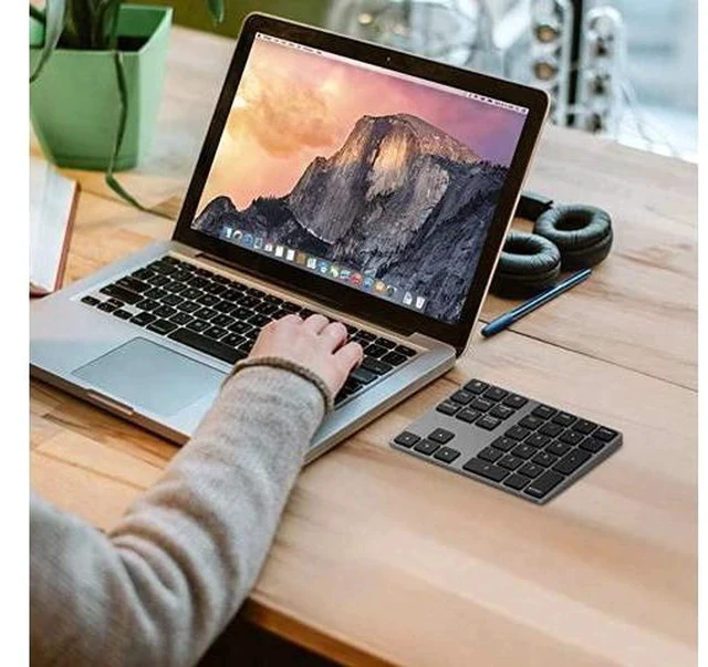 Alt view image 5 of 7 - Bluetooth Number Pad Aluminum Rechargeable Wireless Numeric Keypad Slim 34Keys External Numpad Keyboard Data Entry Compatible for Macbook MacBook AirPro iMac Windows Laptop Surface Pro etc