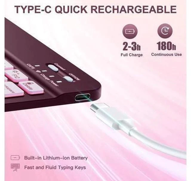 Alt view image 3 of 7 - For iPad Air 11 M2 & iPad Air 5th 4th Generation Case with Keyboard - Folio Keyboard Cover with Pencil Holder for iPad Air 11-inch 2024, iPad Air 5 2022/ iPad Air 4 2020 (Mulberry)