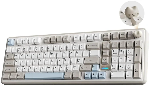 Alt view image 2 of 2 - B98 PRO QMK/VIA Wireless Mechanical Gaming Keyboard,96% Layout with Numpad and Cute Cat Knob, BT/2.4