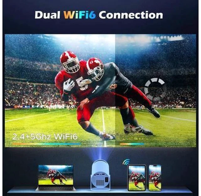 Alt view image 4 of 6 - Mini Projector with WiFi and Bluetooth, 4K Projector with 5W Soundbase Speaker, Portable Projector for Bedroom, 300 ANSI Lumens Smart Projector, 270° Rotation Automatic Vertical Keystone Correction