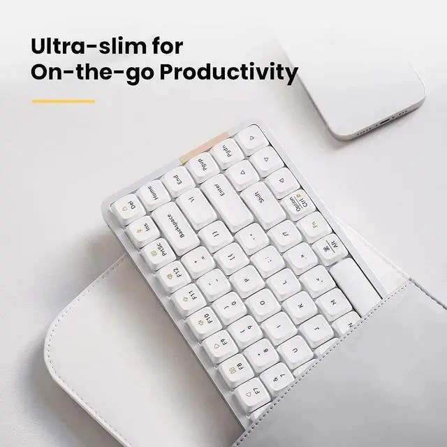 Alt view image 3 of 5 - Flow Low84 Low Profile Mechanical Keyboard, 75 Percent Rechargeable Wireless Keyboards with Bluetooth and Wired Connection, Black Phantom Tactile Switches and Ghost liear Switches