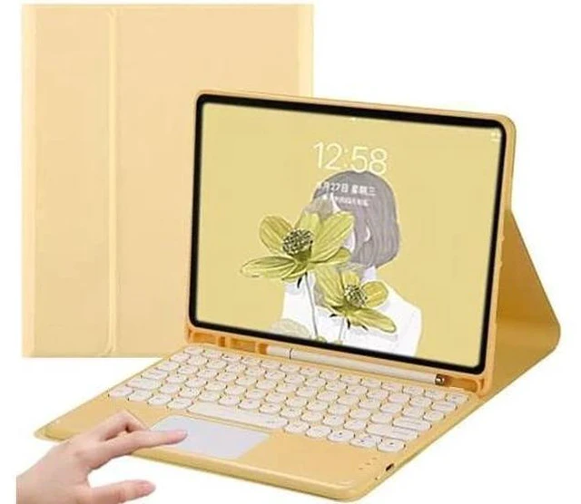 Main image of AnMengXinLing Keyboard Case for iPad Pro 12.9 2022/2021/2020 -Touchpad Detachable Keyboard with Pencil Holder -Slim Leather Folio Smart Cover for iPad 12.9 inch 6th/5th/4th Gen,Yellow