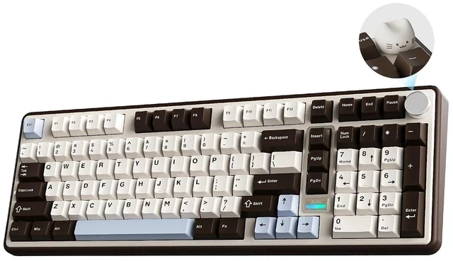 Alt view image 2 of 2 - B98 PRO QMK/VIA Wireless Mechanical Gaming Keyboard,96% Layout with Numpad and Cute Cat Knob, BT/2.4
