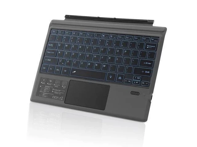 Alt view image 6 of 7 - Wireless Bluetooth Keyboard with Touchpad for Microsoft Surface Pro 3/4/5/6/7, Portable Replacement Keyboard Type Cover with 7 Color LED Backlit, Built-in 550mAh Lithium Battery