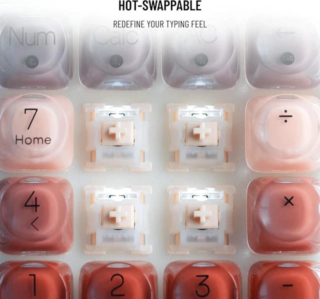 Alt view image 3 of 7 - Lipstick-Style 3-Mode Wireless Mechanical Numpad - Bluetooth 5.2/2.4G Wireless/USB-C Wired, Adjustable White Backlit, Hot-Swappable Gateron Switches, Compatible with Mac/Windows/iOS/Android