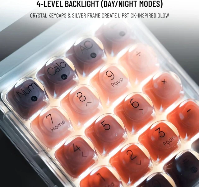 Alt view image 2 of 7 - Lipstick-Style 3-Mode Wireless Mechanical Numpad - Bluetooth 5.2/2.4G Wireless/USB-C Wired, Adjustable White Backlit, Hot-Swappable Gateron Switches, Compatible with Mac/Windows/iOS/Android